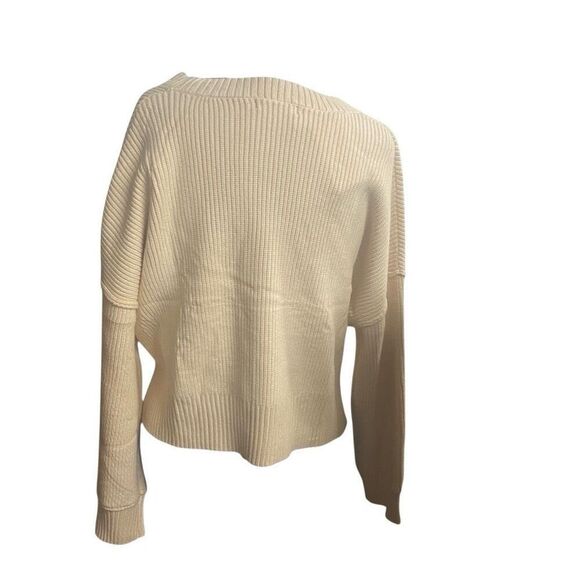 LILLUSORY Women’s Soft Knit Oversized Short Button Down Sweater Cardigan XL TAN - Picture 4 of 14